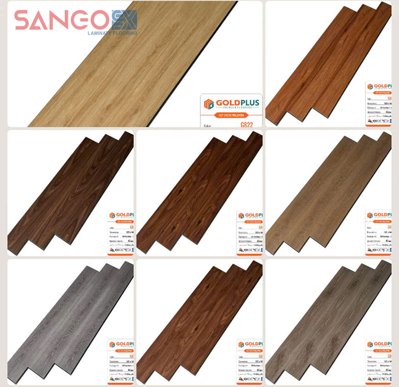 Bảng mẫu sàn gỗ Goldplus HDF xanh Malaysia