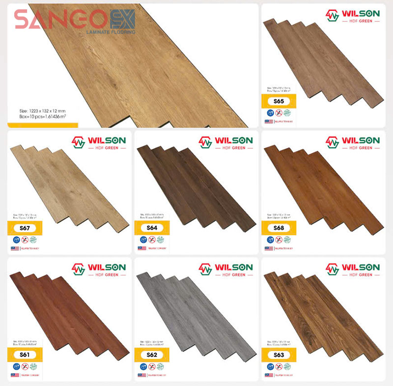 Bảng mẫu sàn gỗ Wilson lõi xanh lát thẳng