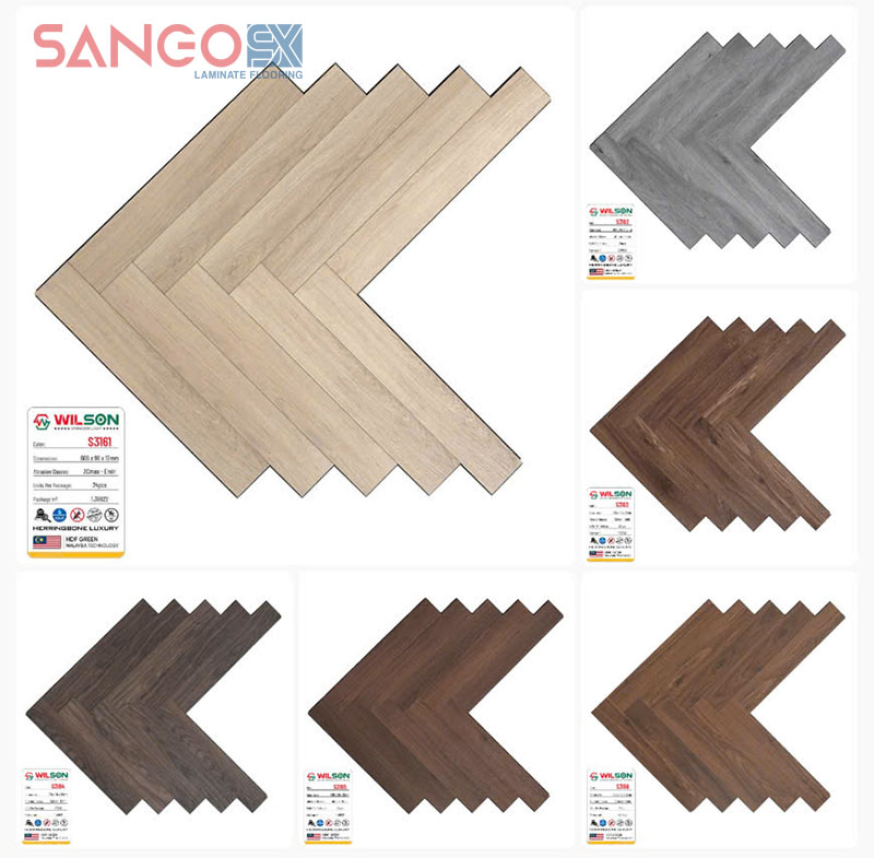 Bảng mẫu sàn gỗ xương cá Wilson lõi xanh