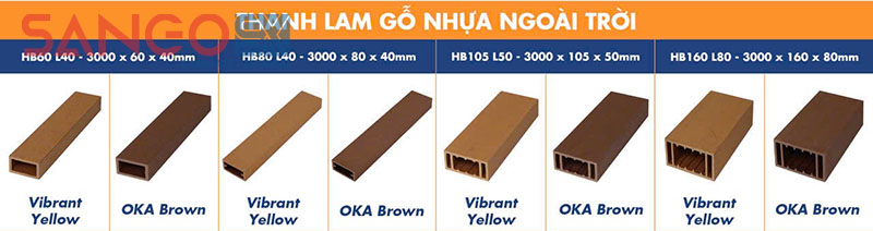 Bảng mẫu sản phẩm lam gỗ nhựa ngoài trời